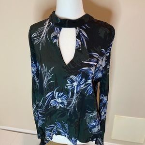 Green & Blue Floral Long Sleeve Top